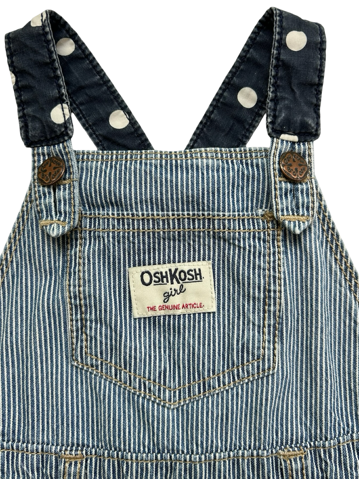 18M Baby Boys OshKosh B’Gosh Striped / Dots Jean Overall Short Carpenter Romper.