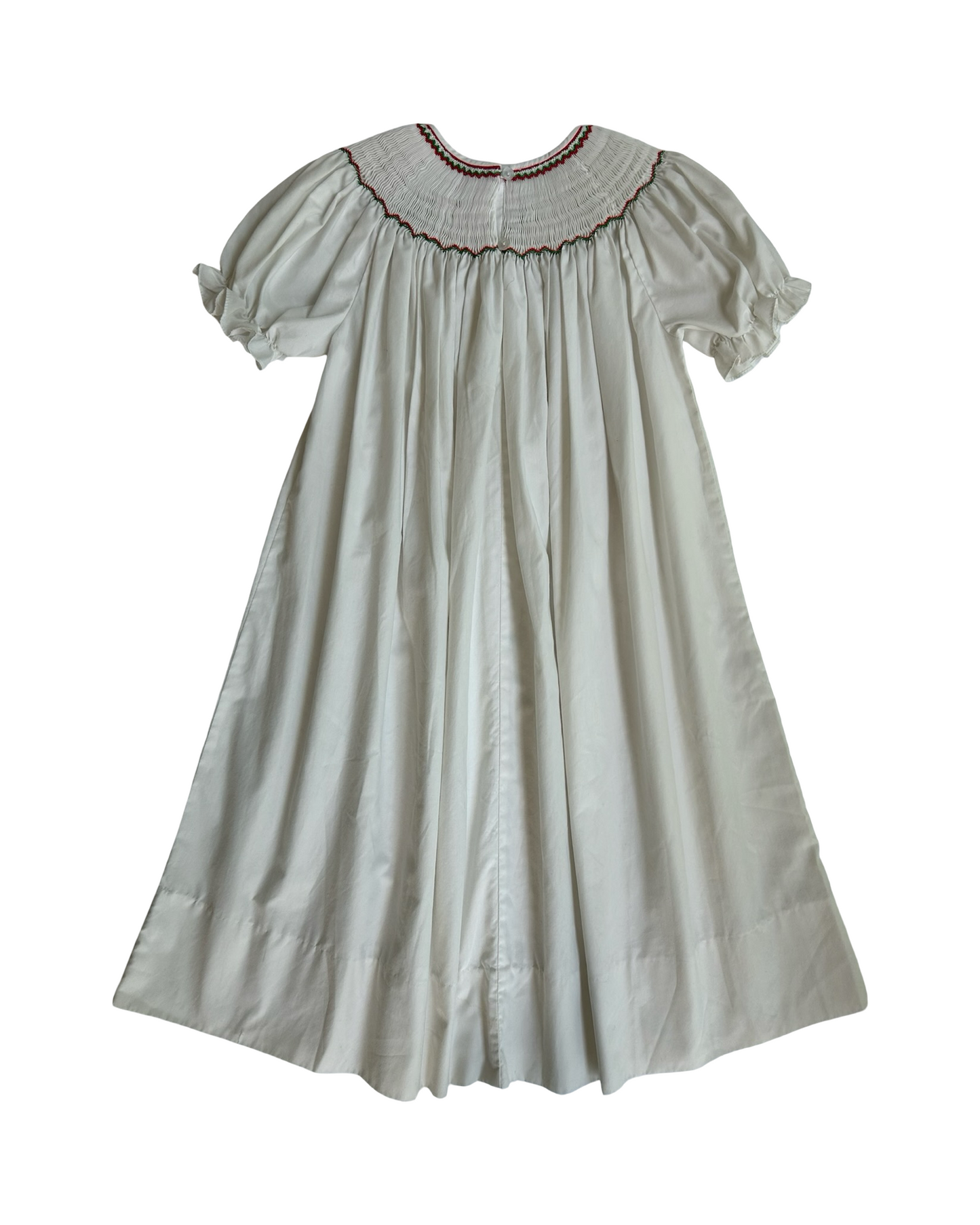 6Y Youth Girls Vintage Sweet Angela By Rosalina Collection Smocked Christmas Tree Embroidered Short Sleeves Dress