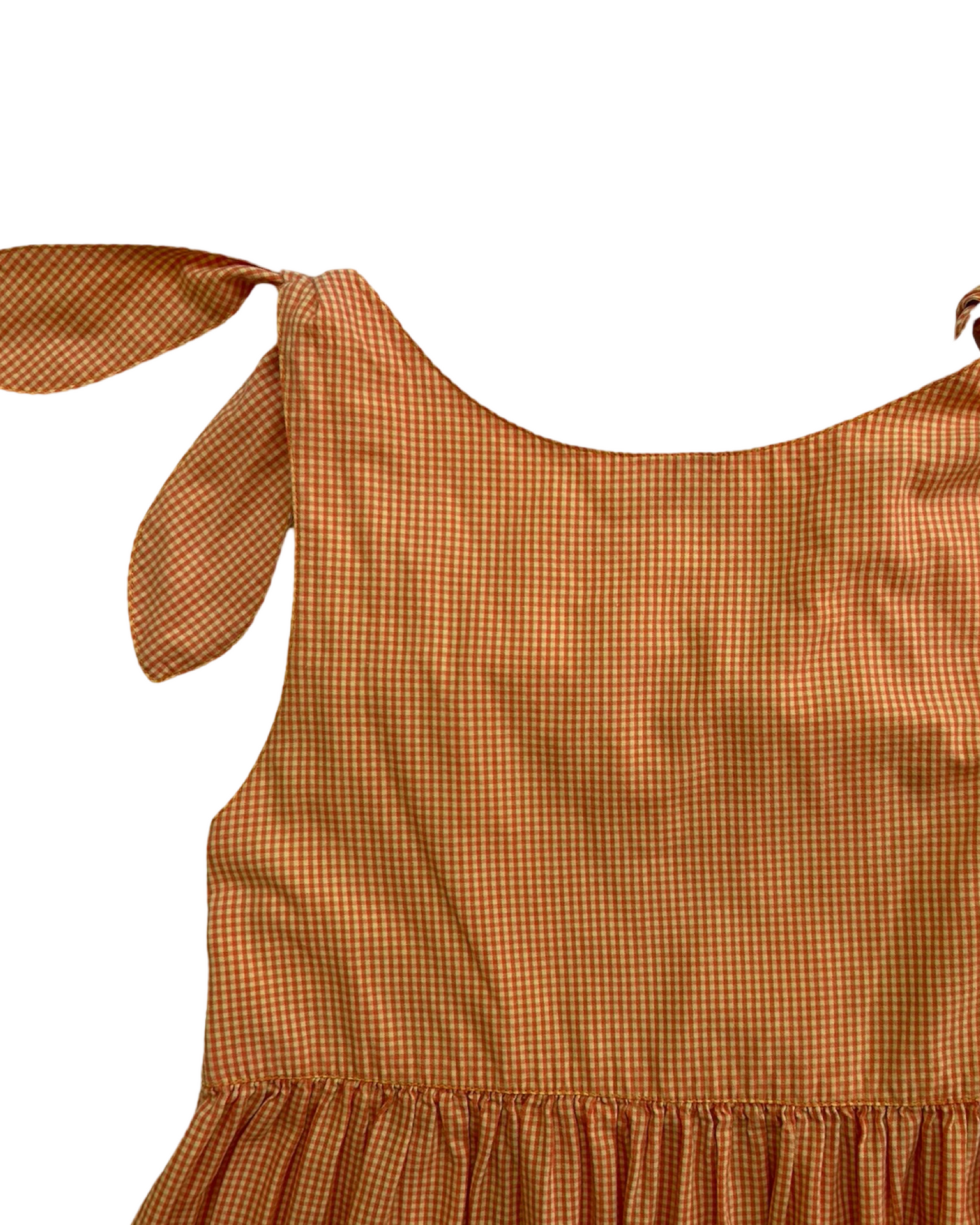 6 Toddlers Girls Orange Gingham Smocked Palm Trees Beach Dress.
