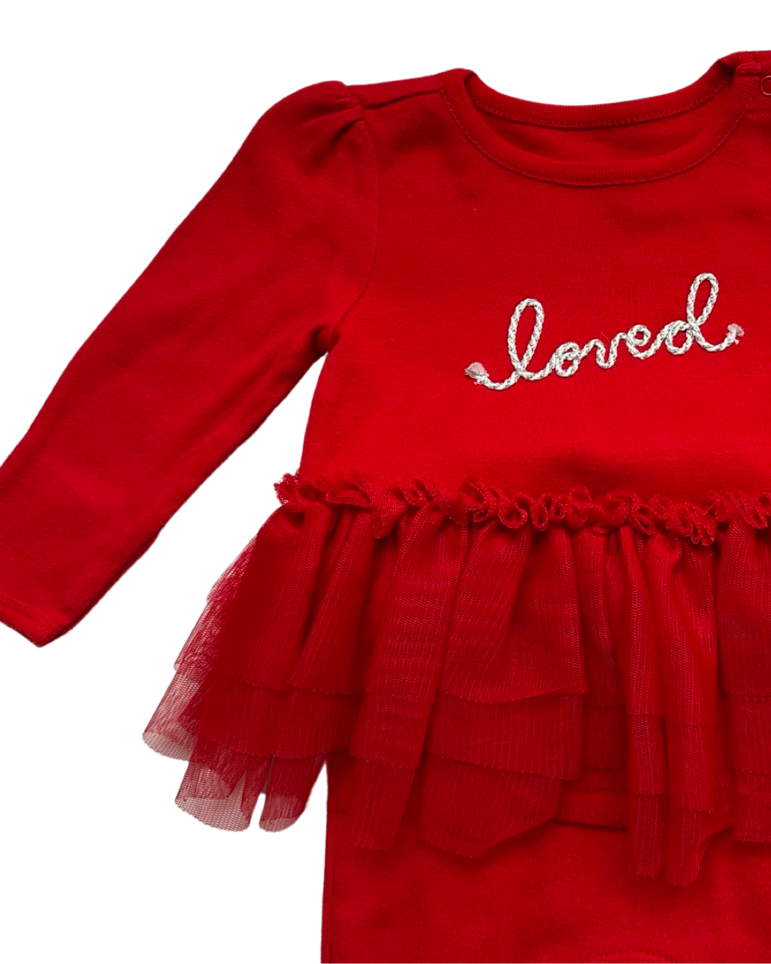 0-3M Baby Girl Red Loved Cat & Jack Onesie Tutu Romper