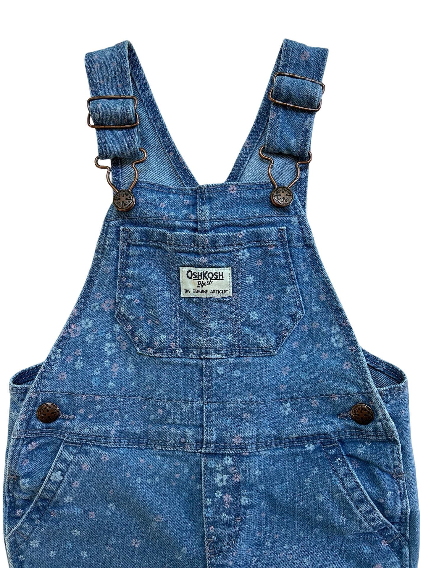 24M Oshkosh B’gosh Overall Demin With Flowers, Jean’s Toddler Girls, One Piece.