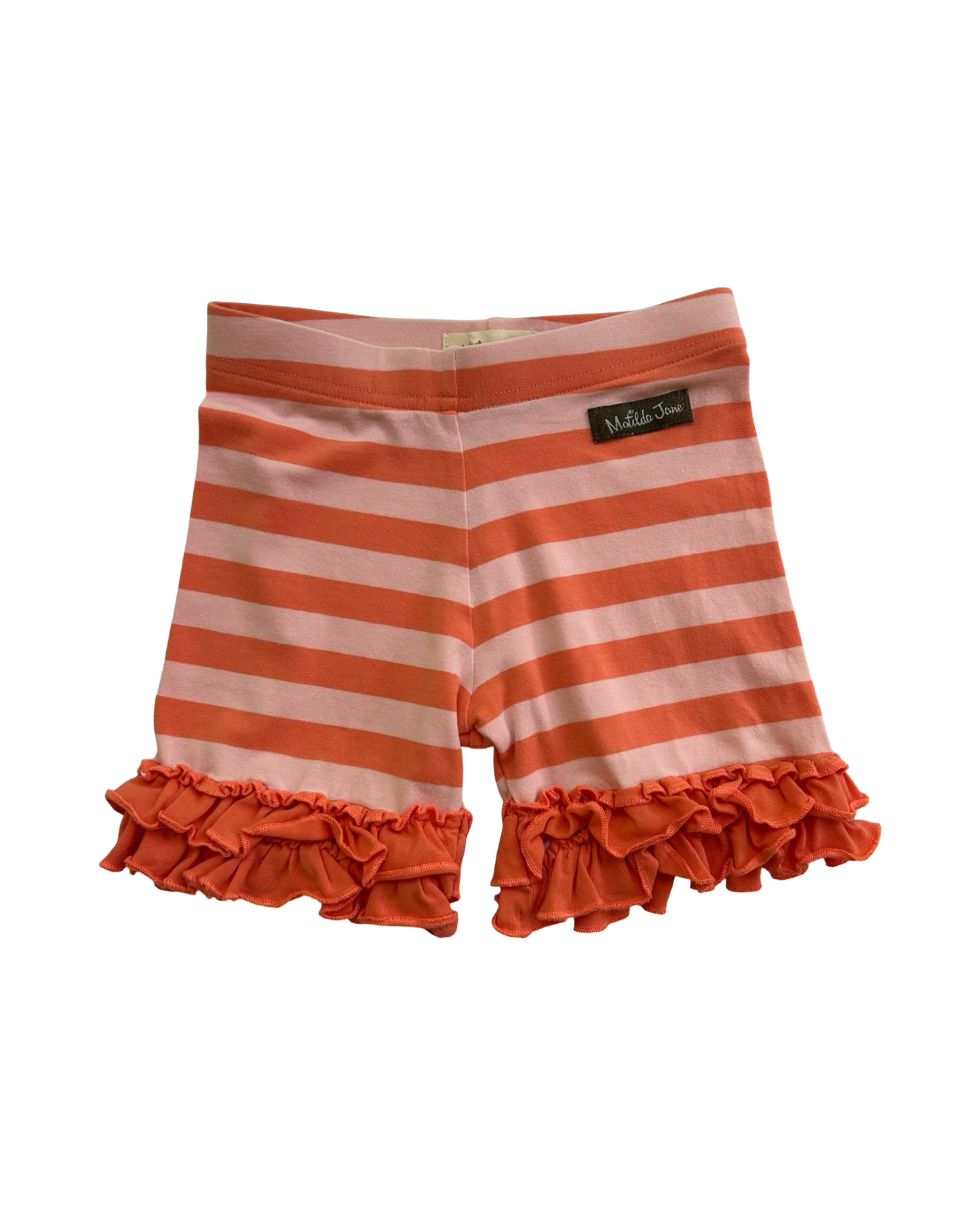 4T Toddler Girl Matilda Jane You’re A peach Halter Tunic Top And Stripe Ruffle Short 2 Piece Set.