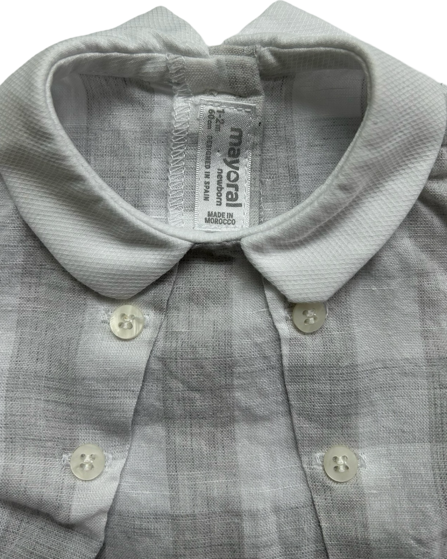 0-3M Baby Boy Gray Gingham Checked Mayoral Bubble Onesie
