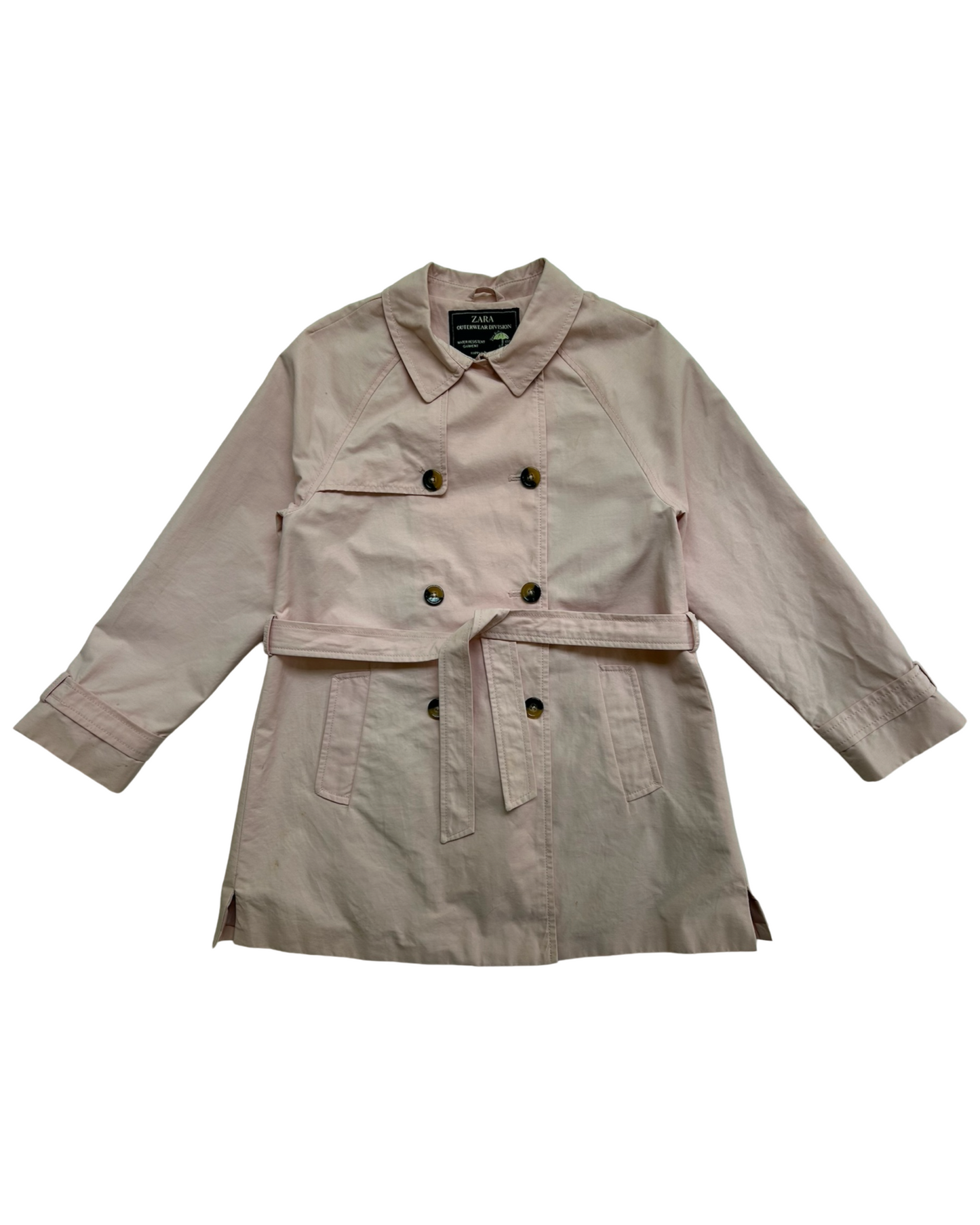 9Y /10 Youth Girls Zara Pink Belted Water Resistant Classic Trench Coat