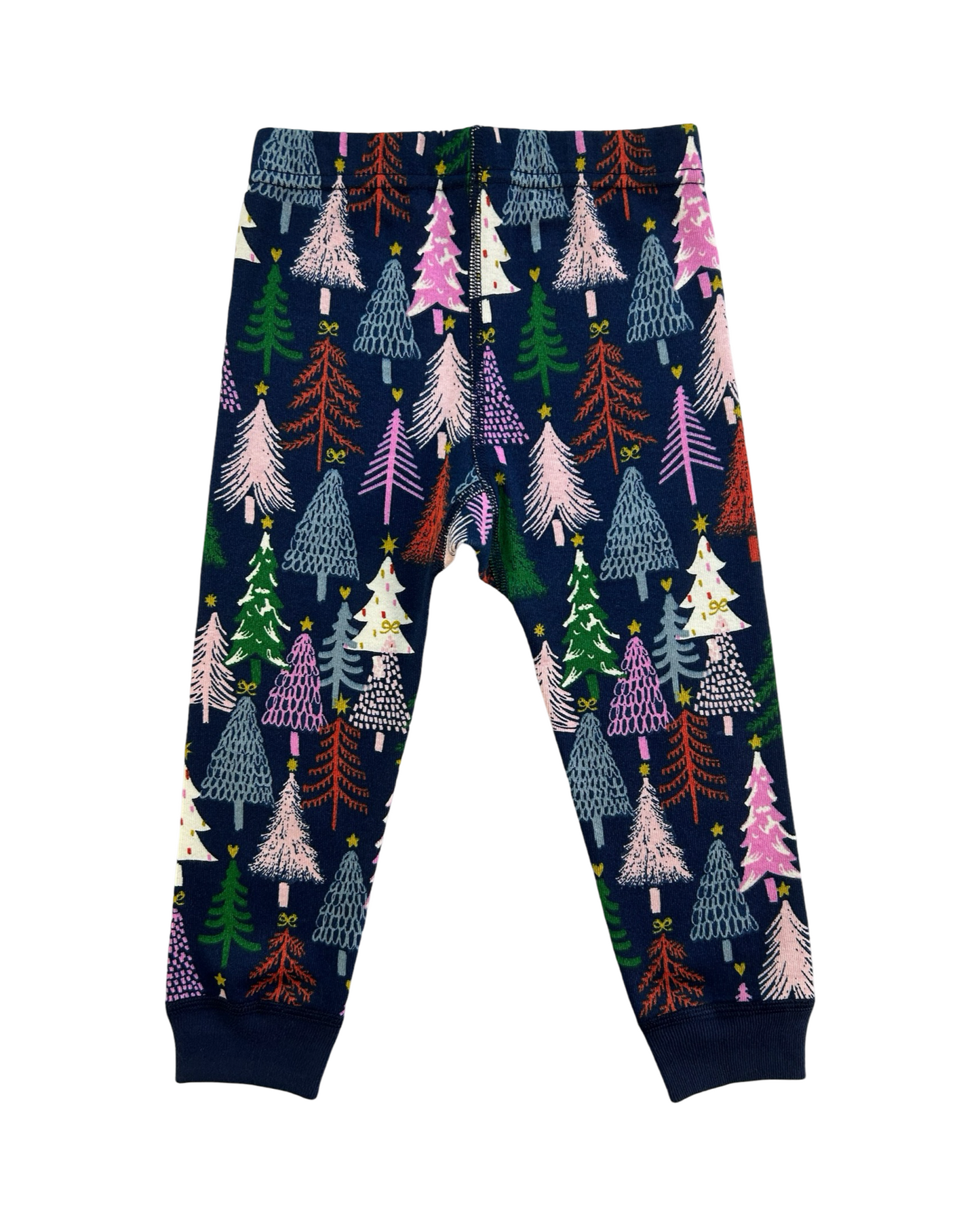 18-24M Baby Girl Hanna Andersson Long Sleeve Blue Colorful Christmas Tree PJs
