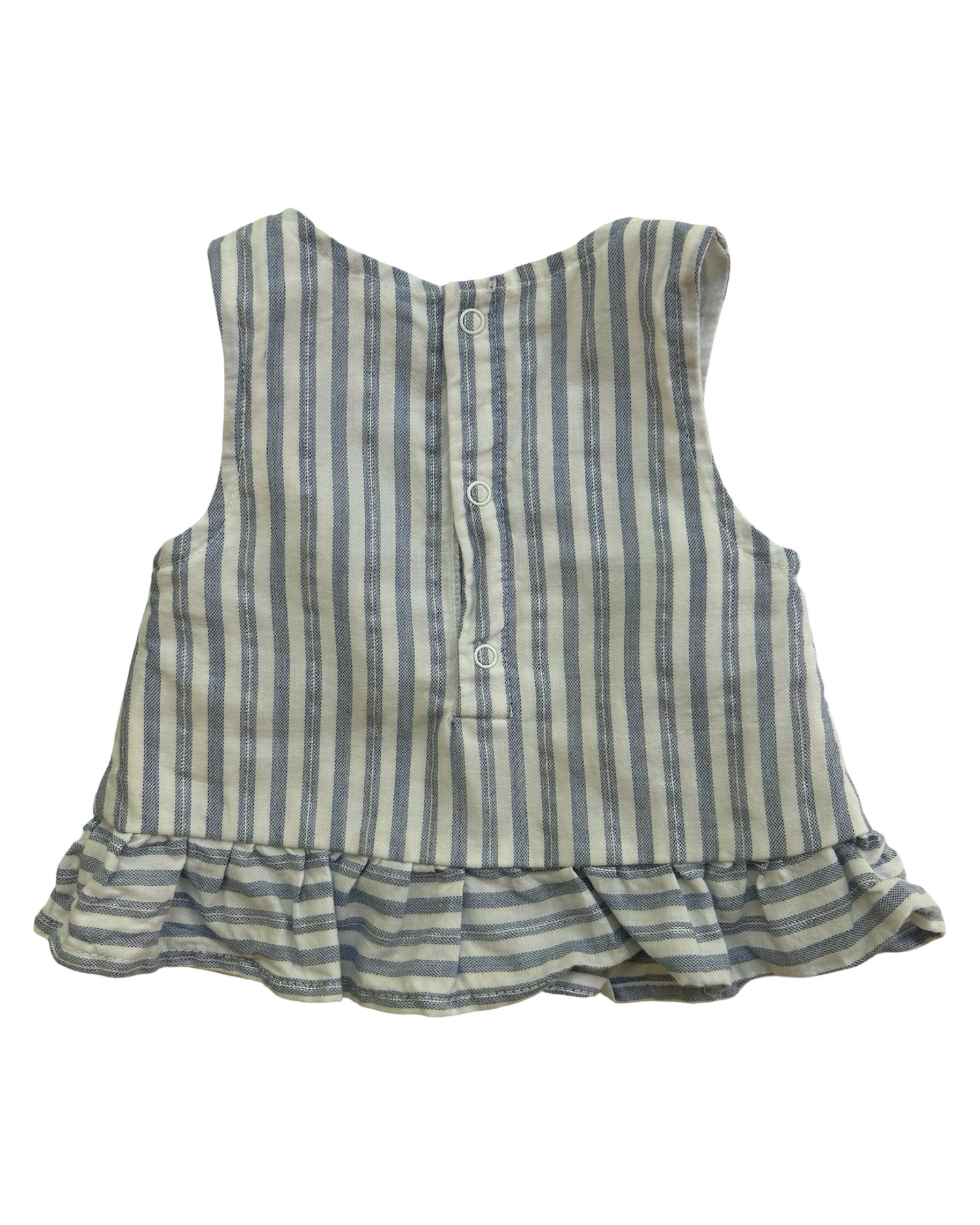 6M-9M Baby Girls Cat & Jack Baby Striped, Ruffled Top / Bloomers 2 Piece Set.