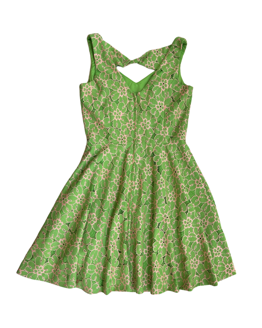 Women’s Size 4 Lilly Pulitzer Green and Pink Floral Lace Dress