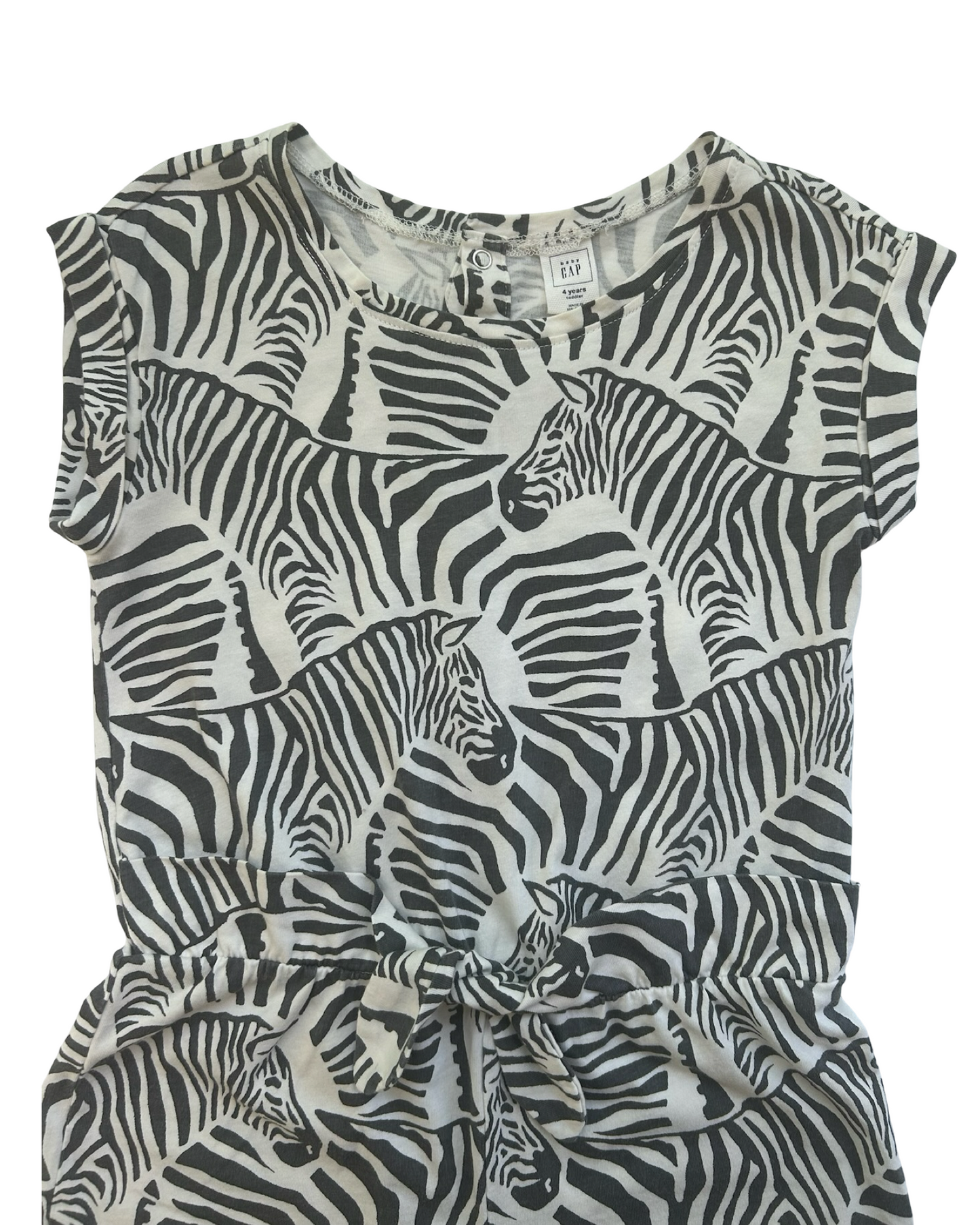 4T Toddlers Girls Baby Gap Zebra Print Tie Romper.