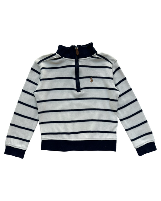 3T Toddler Boys Polo Ralph Lauren Striped 1/4 Zip, Long Sleeve Sweatshirt.