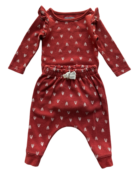 3M-6M Baby Girls Old Navy Heart 🤍 🤍🤍Outfit 2 Pieces Set