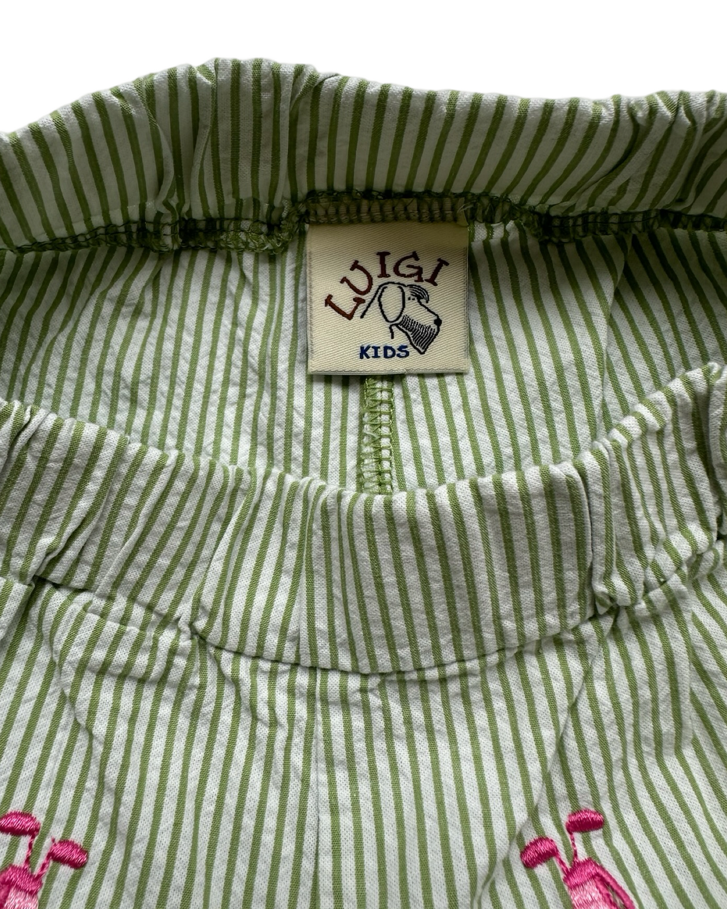 4T Toddler Girl Luigi Kids Boutique Green Stripe Golf Embroidered Shorts