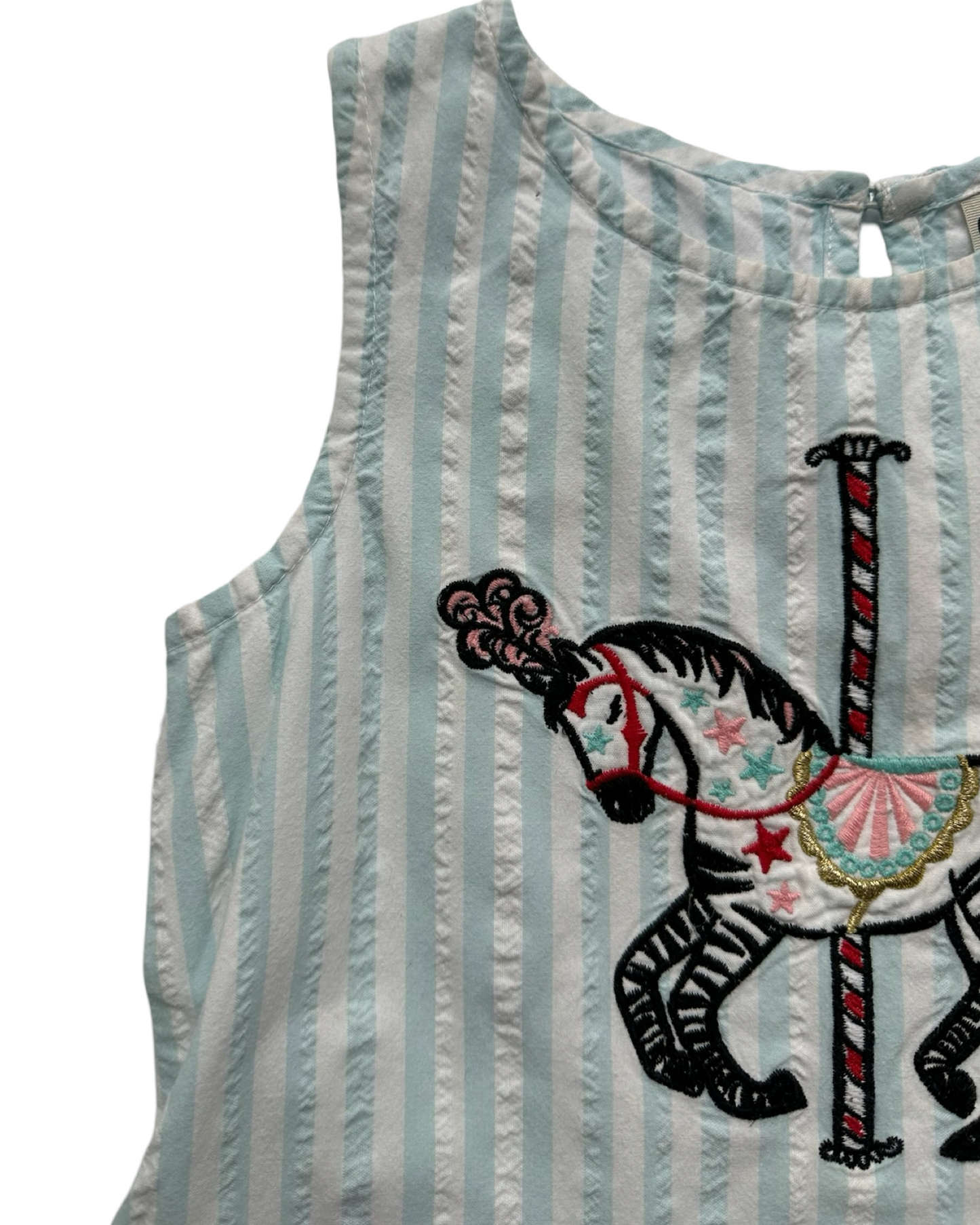 4T Toddler Girl Genuine Kids OshKosh B’Gosh Blue Striped Carrousel Horse Top