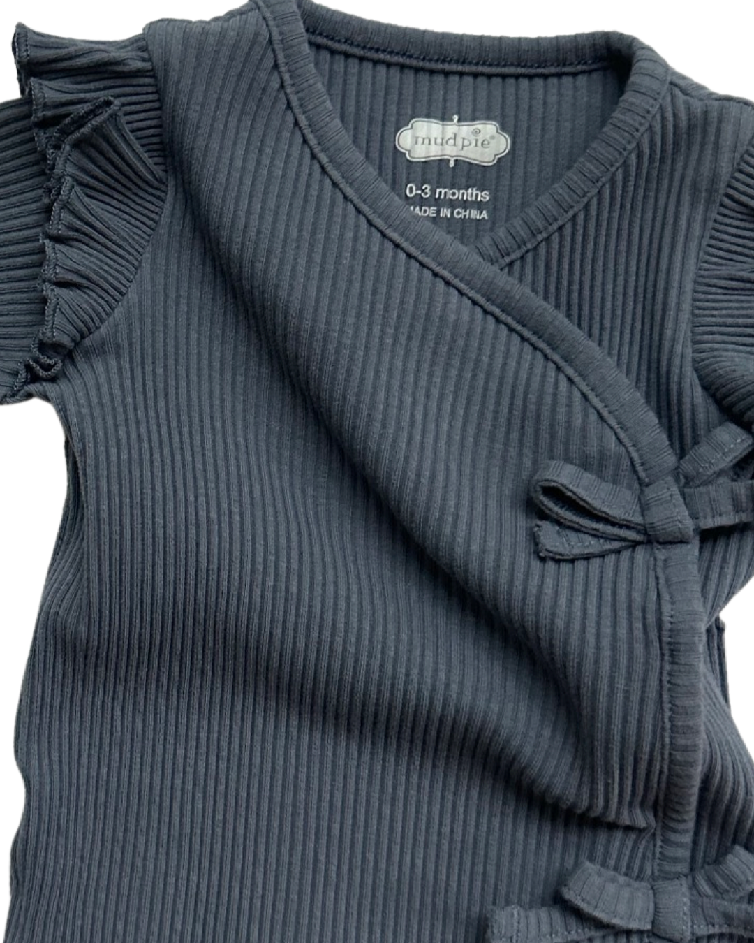 0-3M Baby Girl Mud Pie Blue Gray Ribbed Sleeper