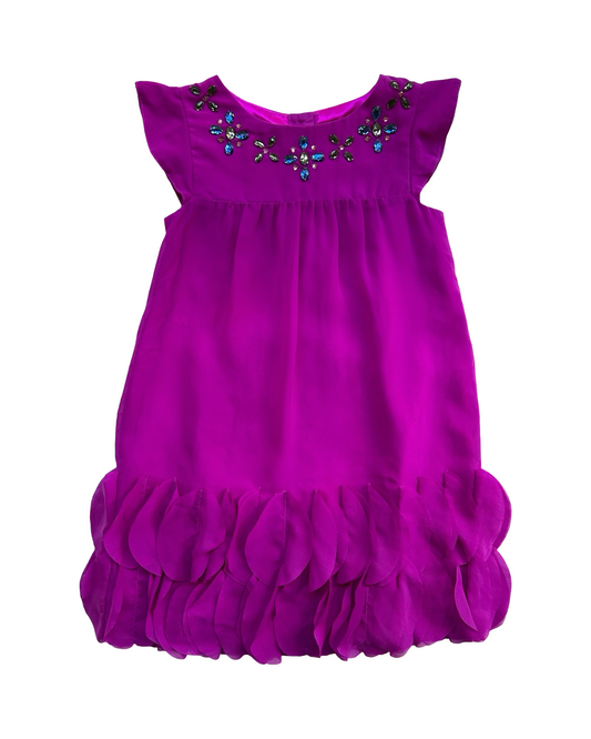 XS 4-5 Toddlers Girls Cat & Jack Fuchsia Ruffle Beaded Up Dress.