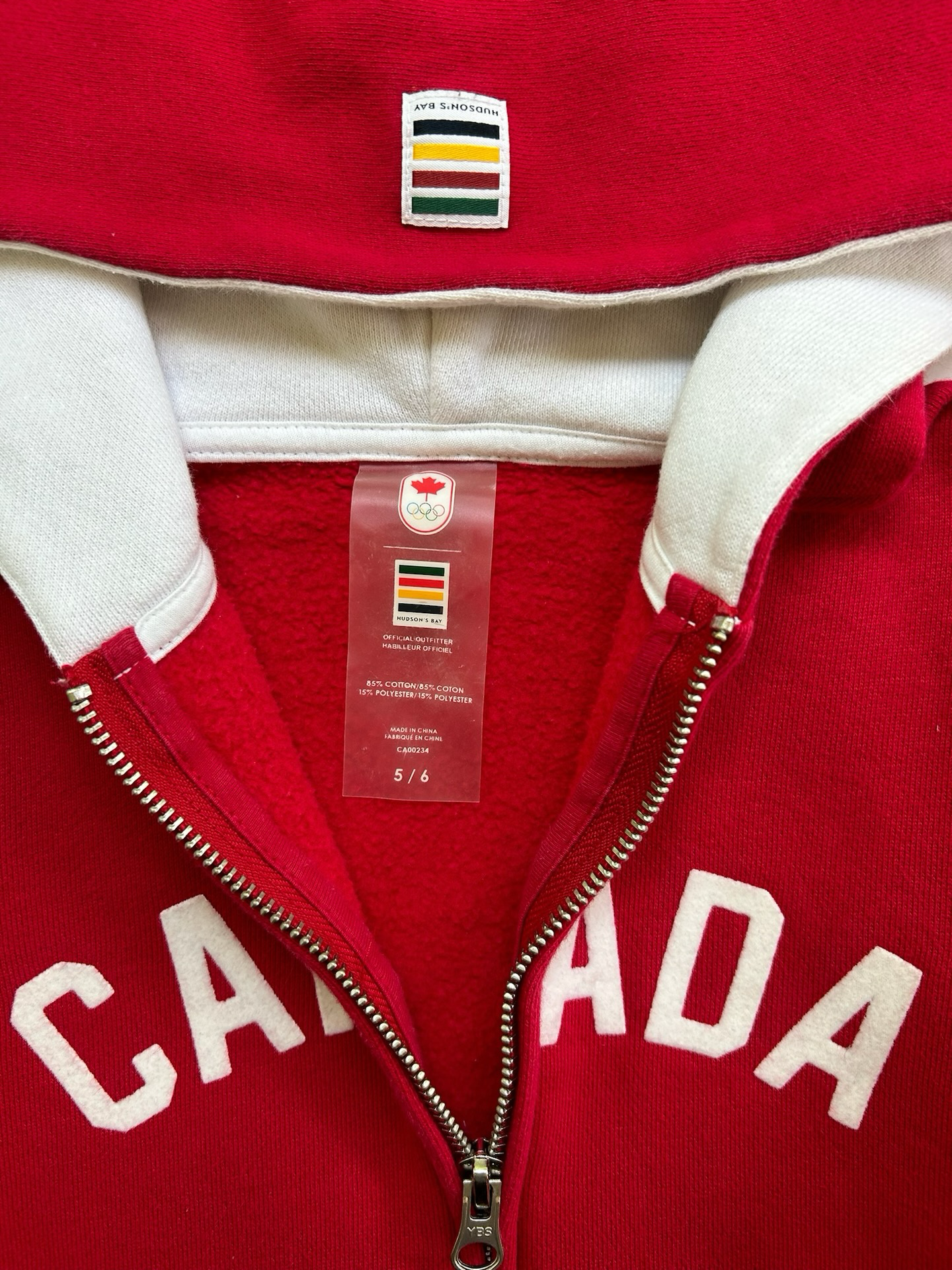 5-6Y Hudson Bay Team Canada Olympic Red Sweater Unisex.