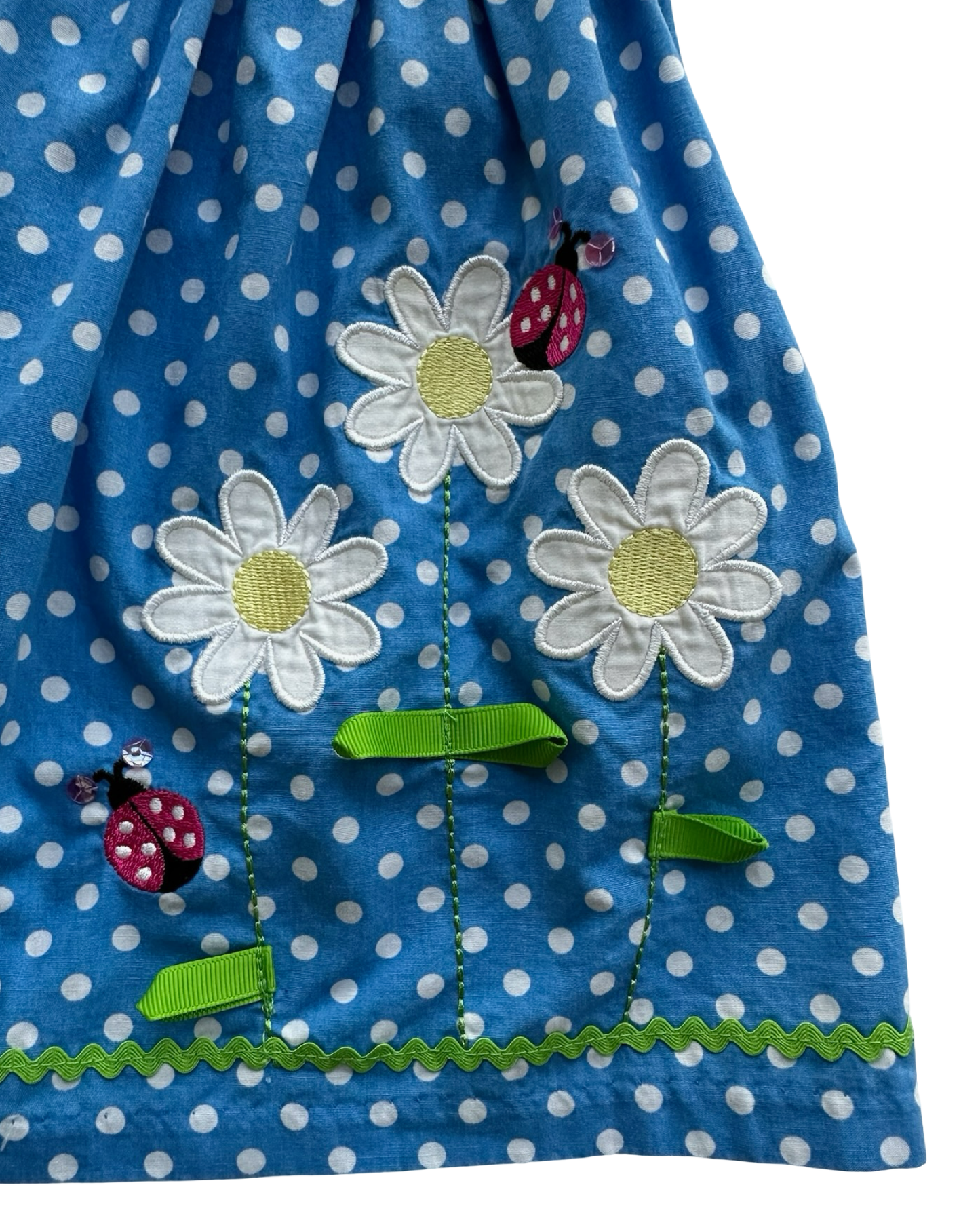 24M Baby Girls Bonnie Baby Polka Dots, Ruffle Collar, Embroidered Appliqué 🌼🌼🌼 🐞And Sleeveless Dress