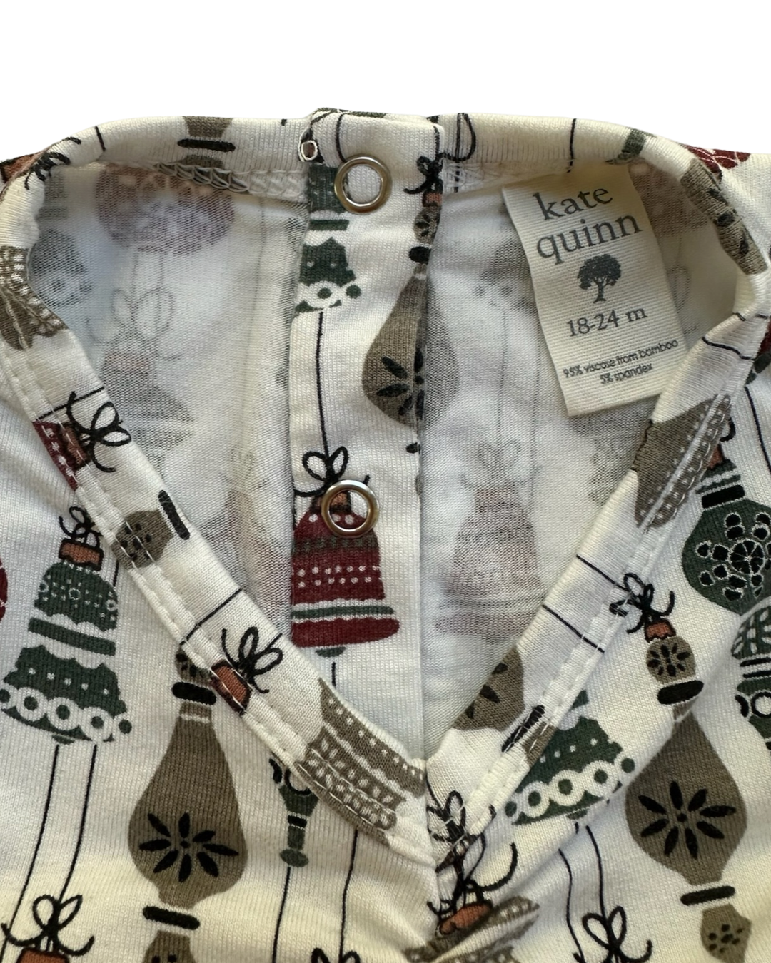 18M-24M Baby Girl Kate Quinn Bamboo Christmas Ornament Romper