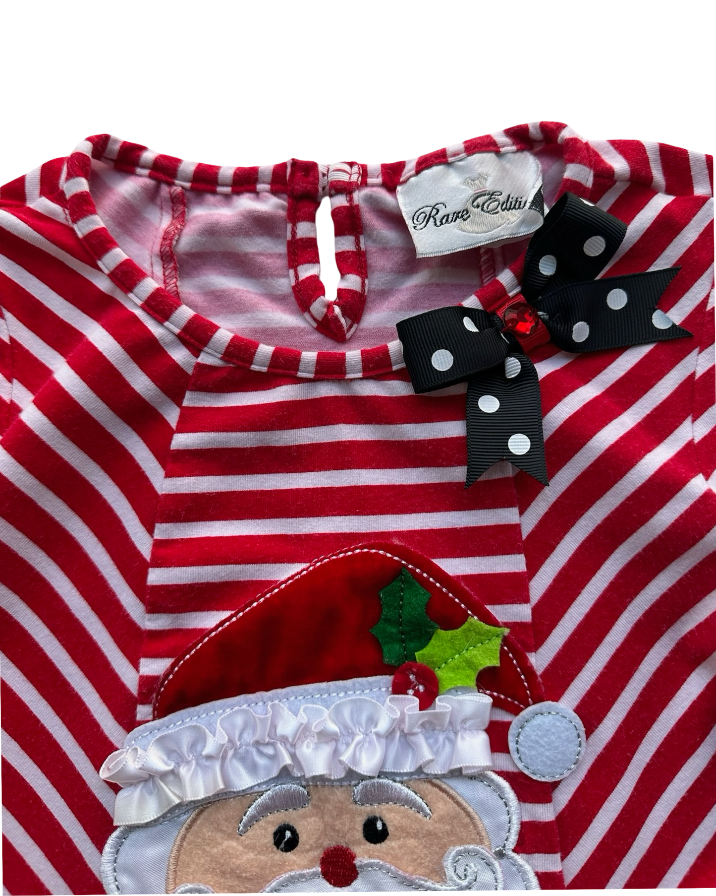 4T Toddler Girl Rare Editions Holiday Tunic Top Striped Christmas Santa Claus 🎅.