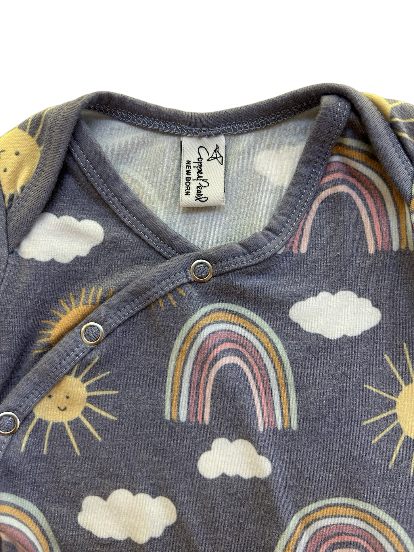 Newborn Baby Girl Copper Pearl Rainbow Gown / Sleeper