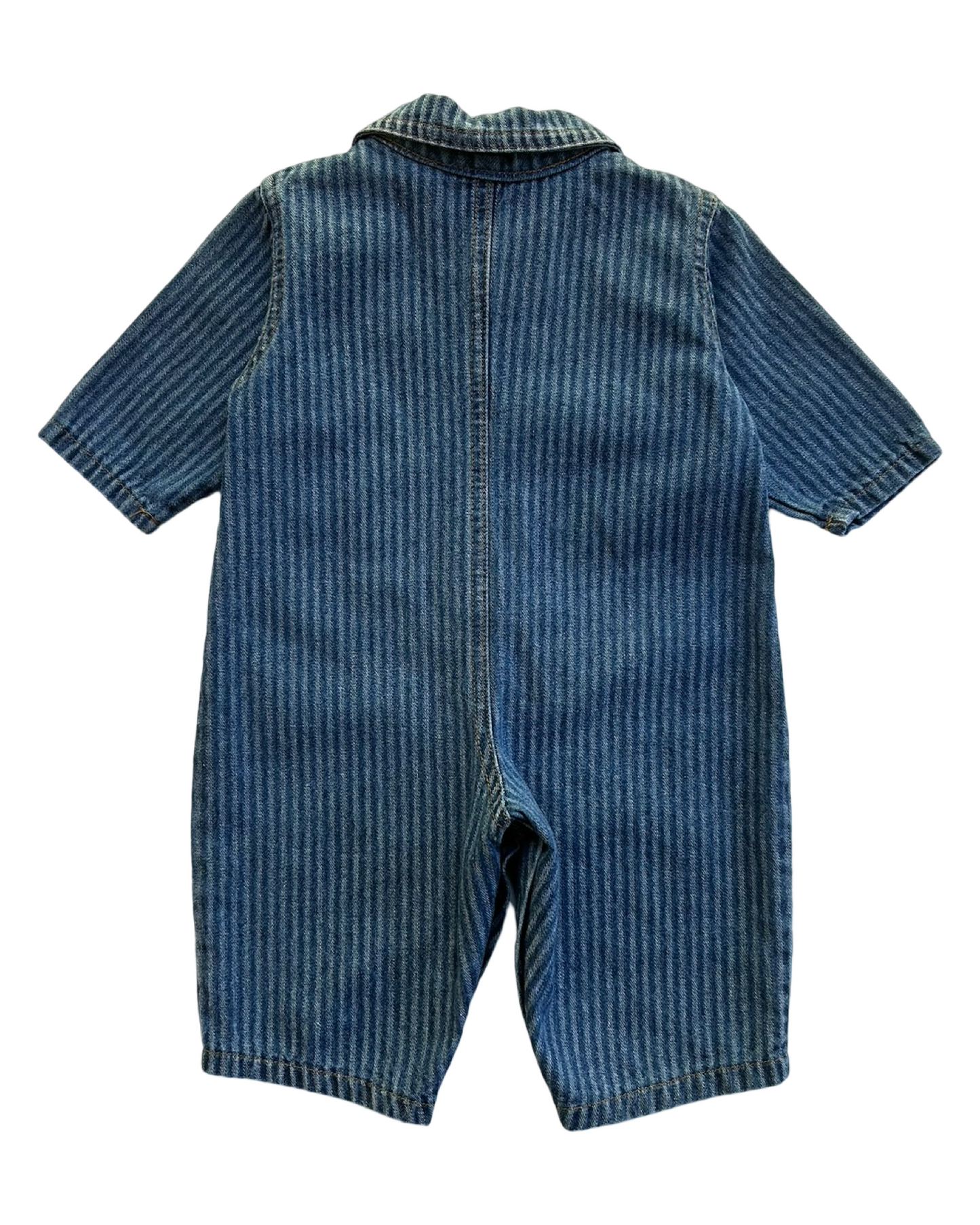 0-6M Baby Boy Denim HopScotch Master Craftsman Vintage Romper