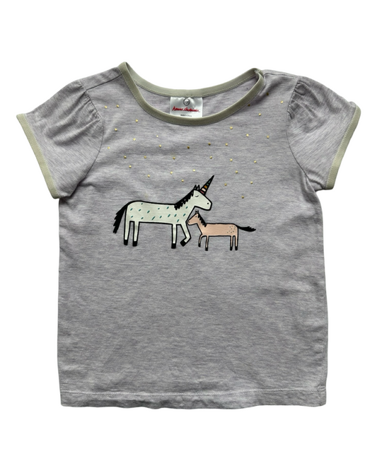 4T (100-cm) Toddler Girls Hanna Andersson Gray Unicorn Shirt Top