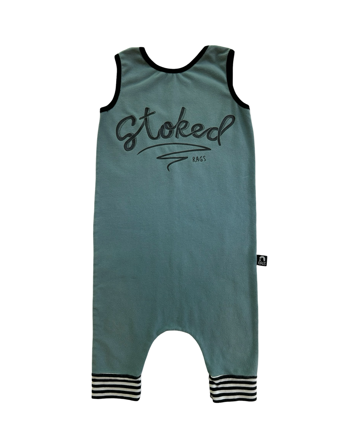 3T /4T Toddler Boy / Girl RAGS to Raches Blue Honeycomb Stoked Tank Romper