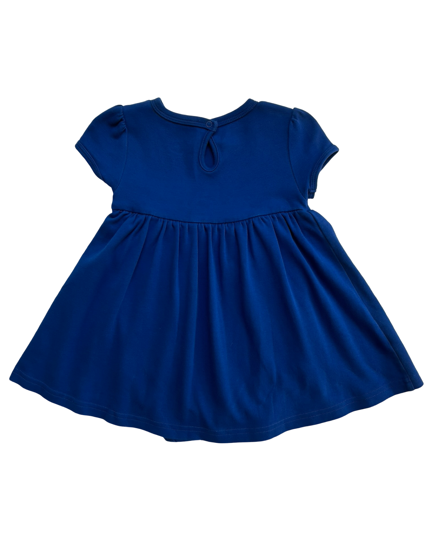 18M-24M Baby Girls Primary Blue Short Sleeve Integrated Bodysuit Dress One Piece