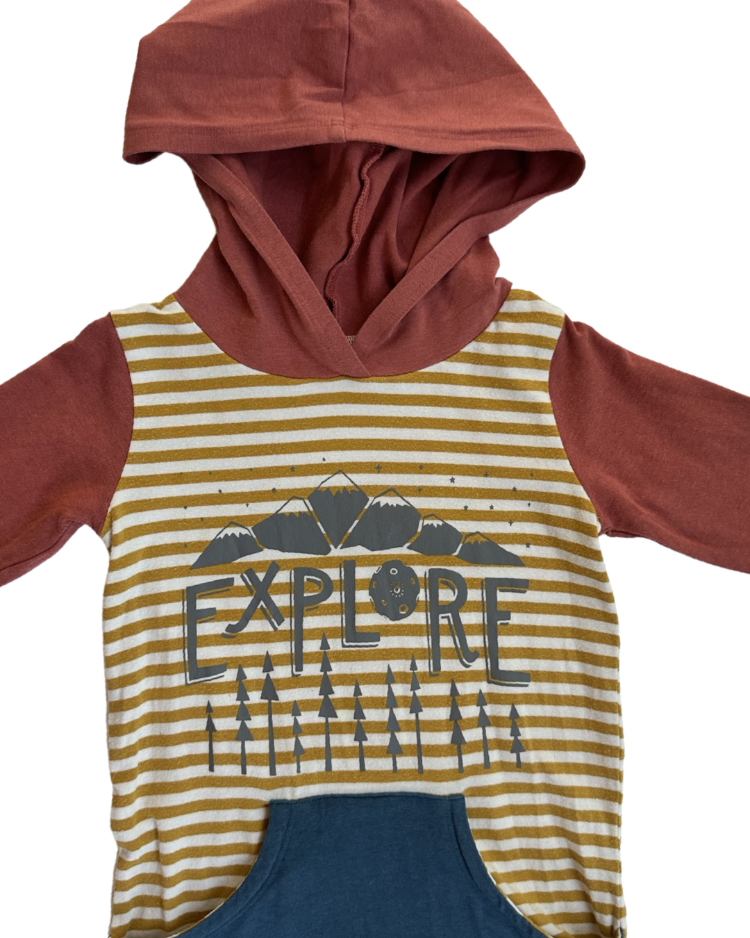 2T Toddler Boy Explore RAGS to Raches Hooded Long Sleeve Romper