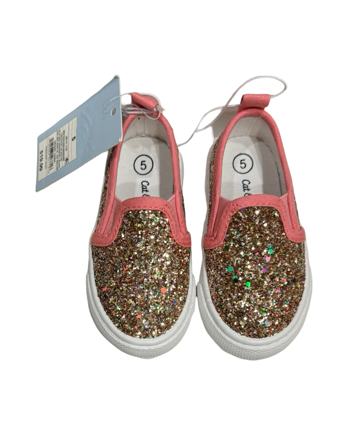 5C Toddler Girl Rose Gold & Pink Cat & Jack Madigan Sneaker Slip On Shoes