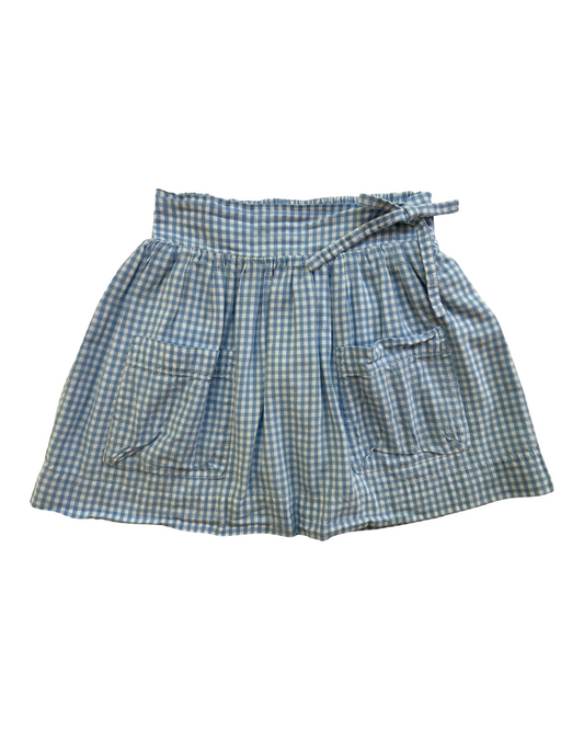 4T Toddlers Girls Olive Juice Cotton Checkered Pockets Skirt.
