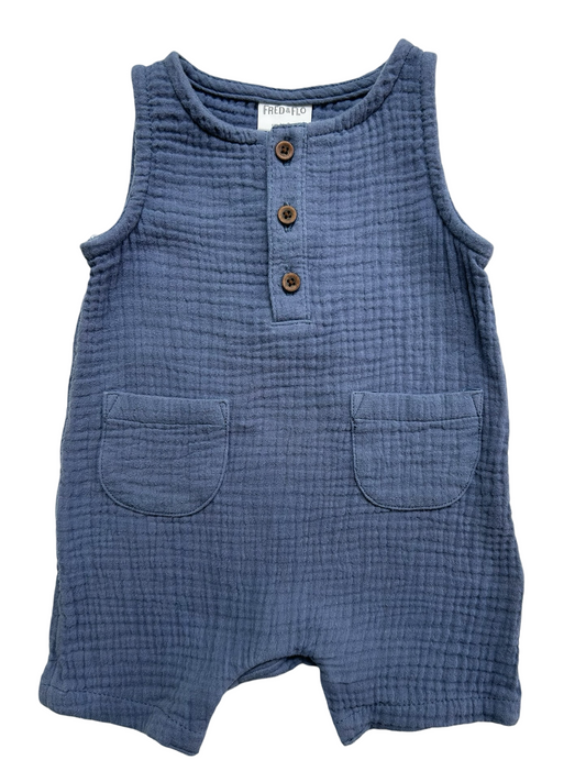 0-3M Baby Boy Fred & Flo Muslin Tank Romper