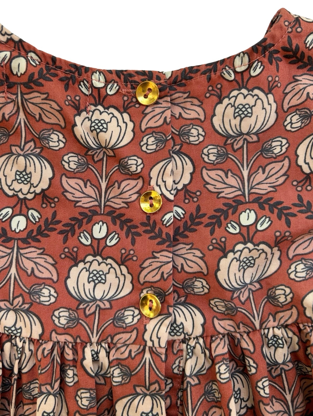 24M Cynthia Rowley Baby Girls Shirt Orange Floral Pleaded Long Sleeve.