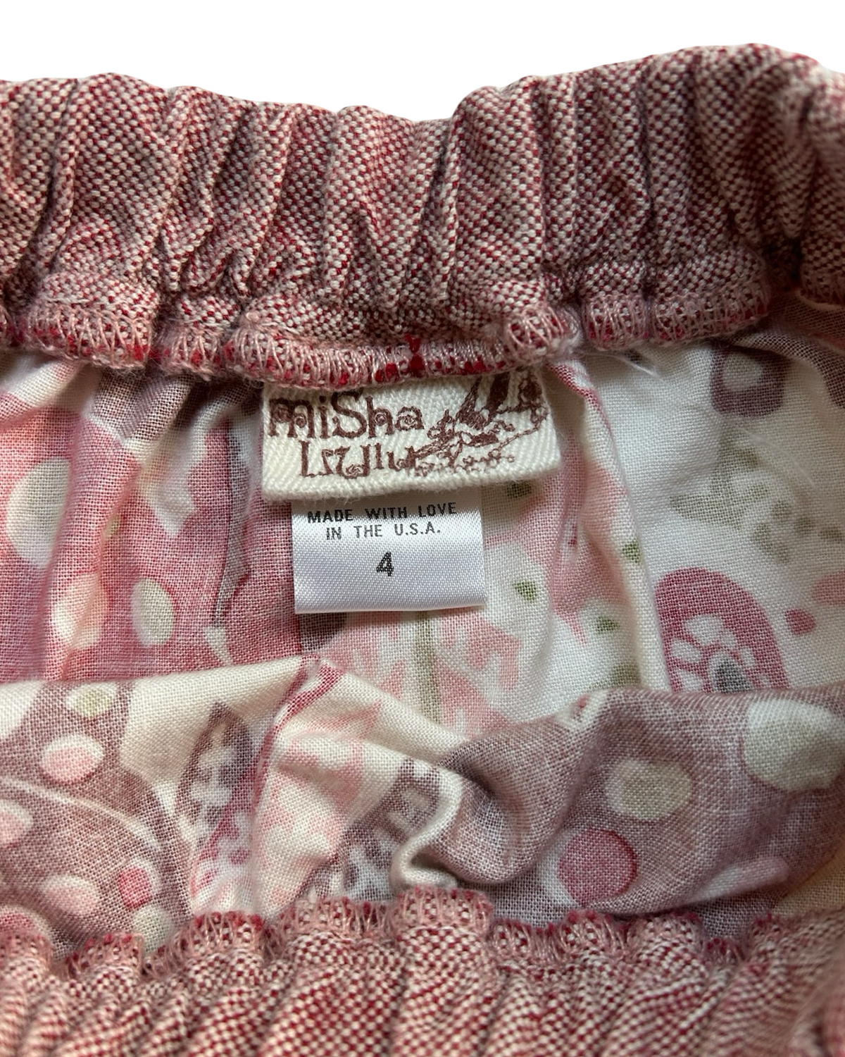 4T  Toddler Girls Misha Lulu With Elements Resembling Houses 🏠 , Mushrooms 🍄 , Trees 🌲 And A Button Detail At the Waist.
