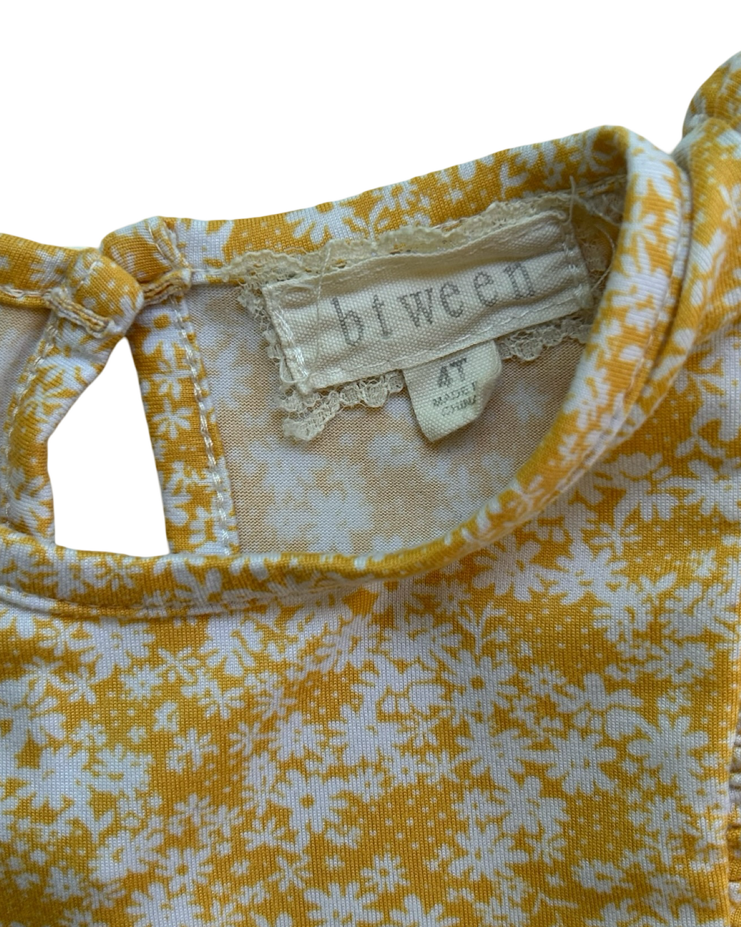 4T Toddler Girls Btween Yellow Floral Ruffle Sleeves With Headband, Dress