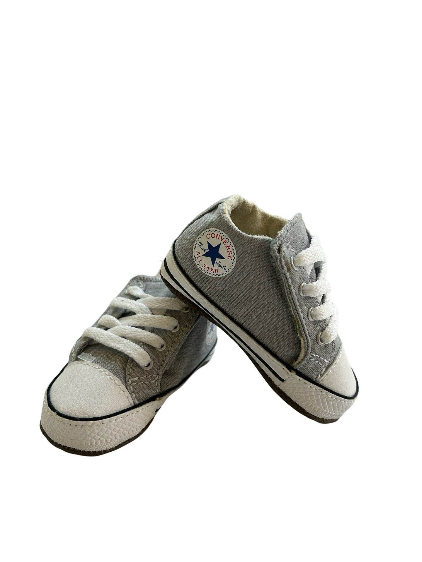2C Baby Boy / Girl Gray Converse Soft Sole Cribster Mid Shoes Sneakers