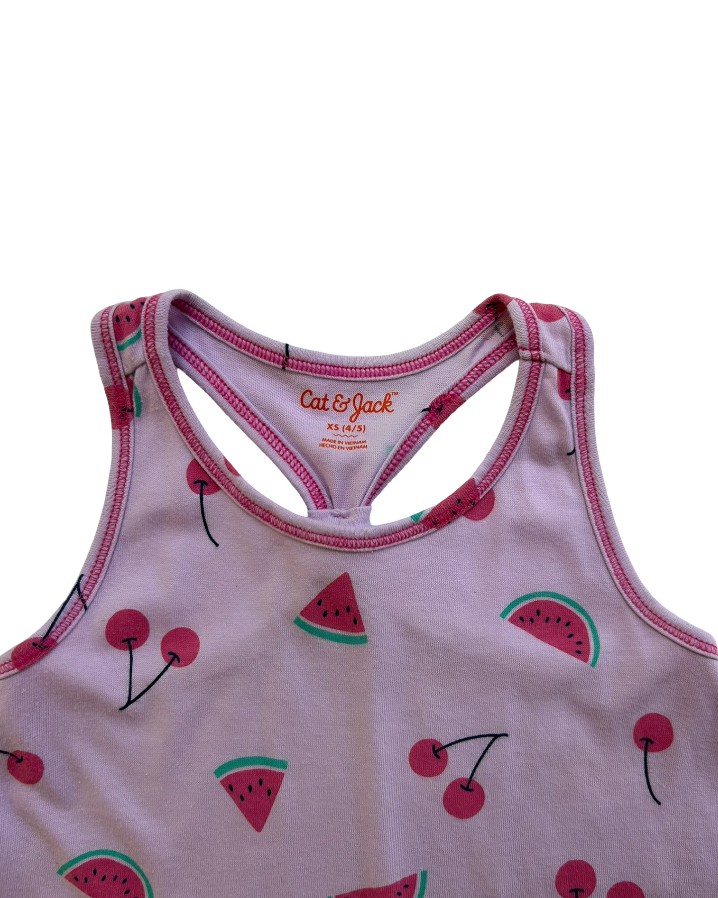 XS 4-5 Toddlers Girls Cat & Jack Watermelon 🍉 And Cherry 🍒 Sleeveless Dress.