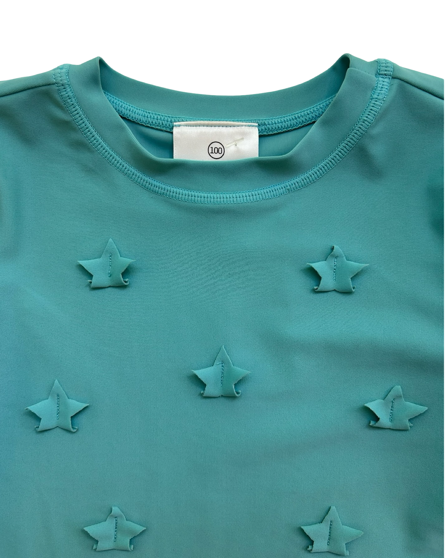(100-cm) 4T Toddler Girls Hanna Andersson Teal Stars RashGuard Shirt