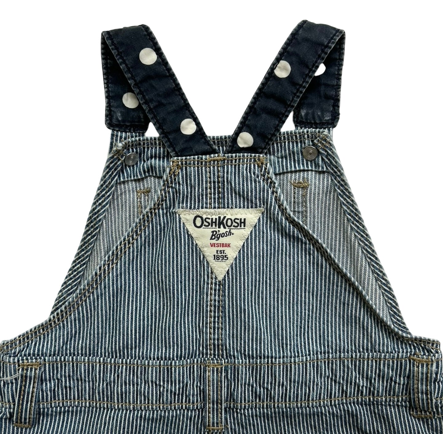 18M Baby Boys OshKosh B’Gosh Striped / Dots Jean Overall Short Carpenter Romper.