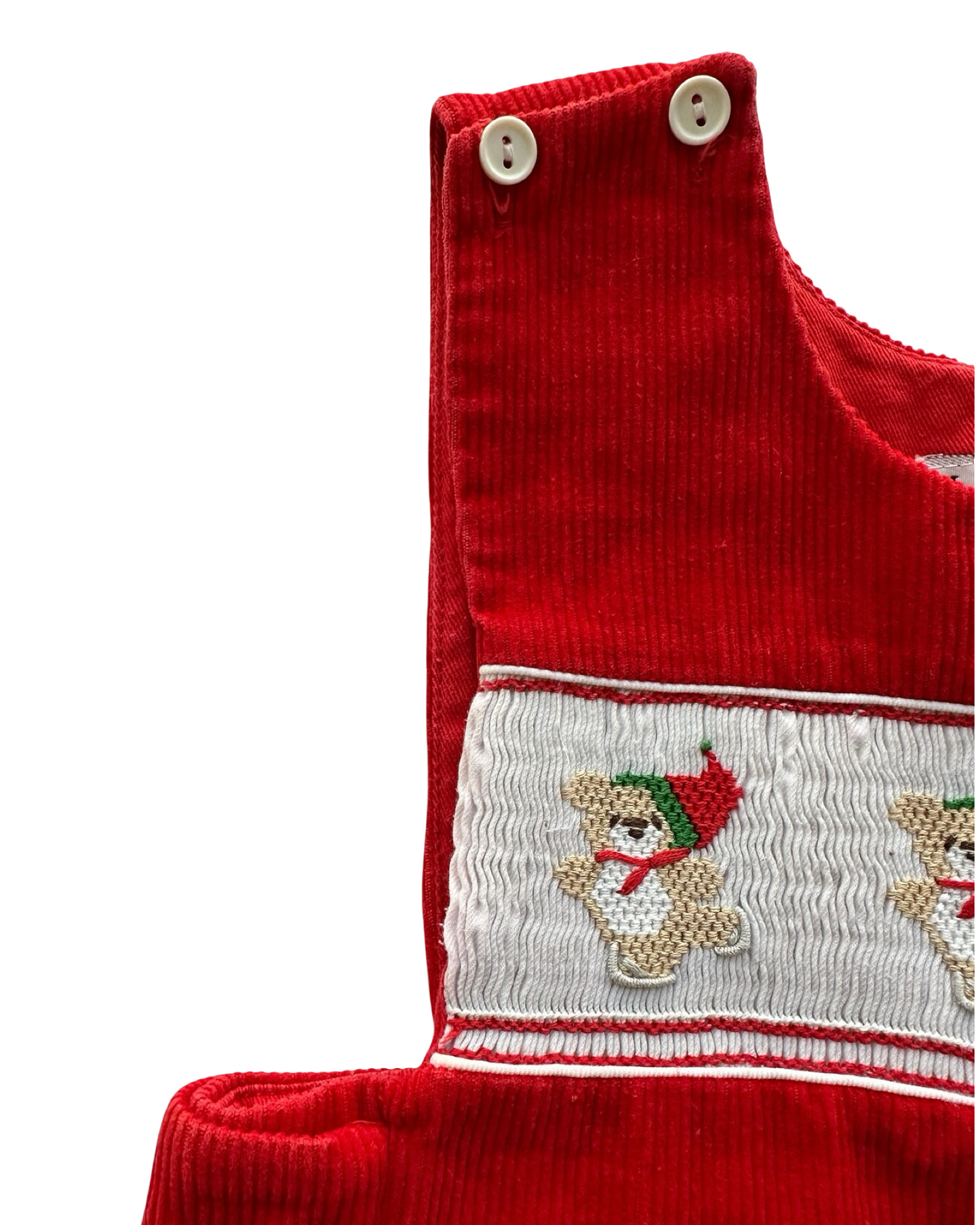 S 12M - 18M Baby Boys MudPuddles Christmas Smocked With Three Embroidered Bears 🐻 Corduroy Romper