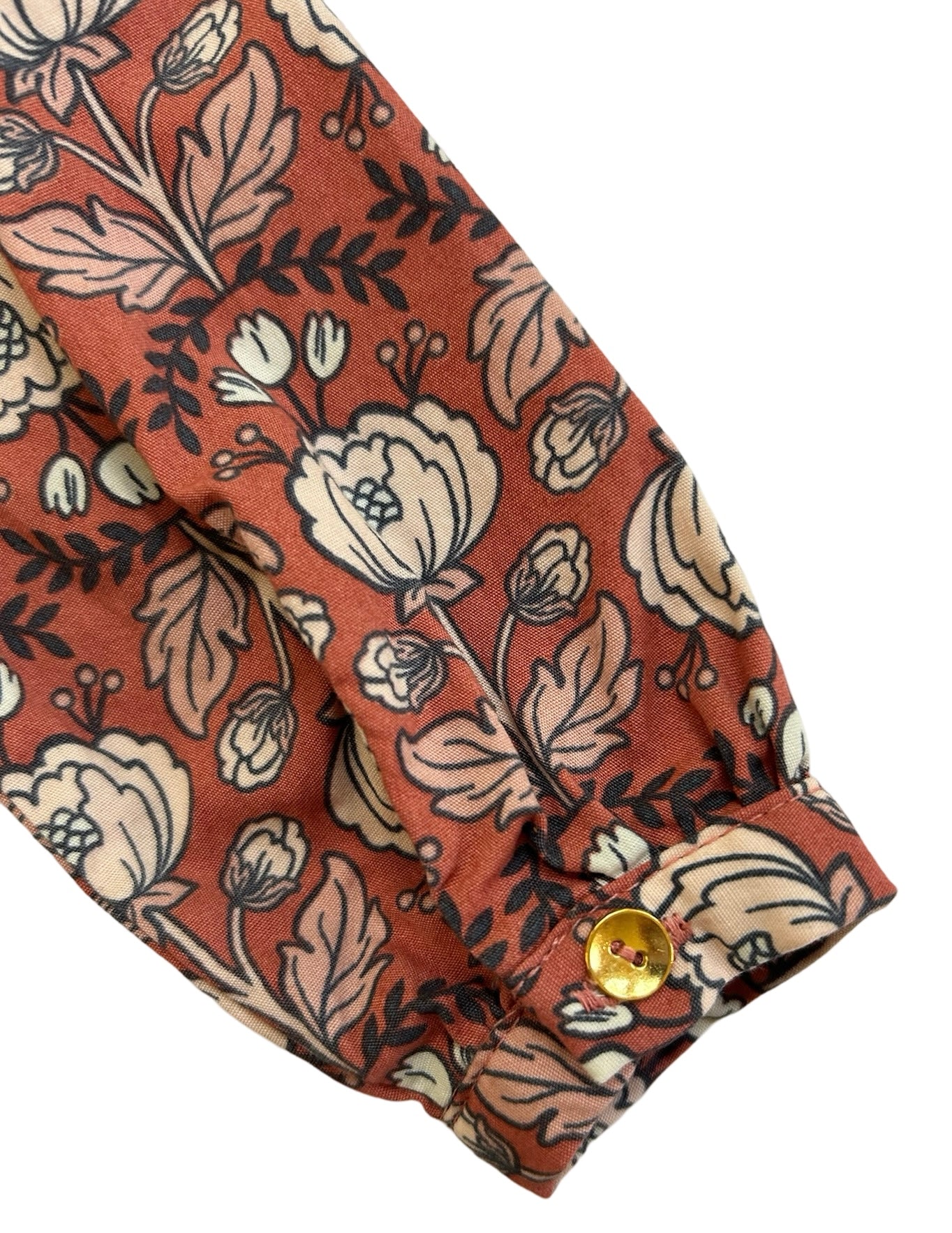 24M Cynthia Rowley Baby Girls Shirt Orange Floral Pleaded Long Sleeve.