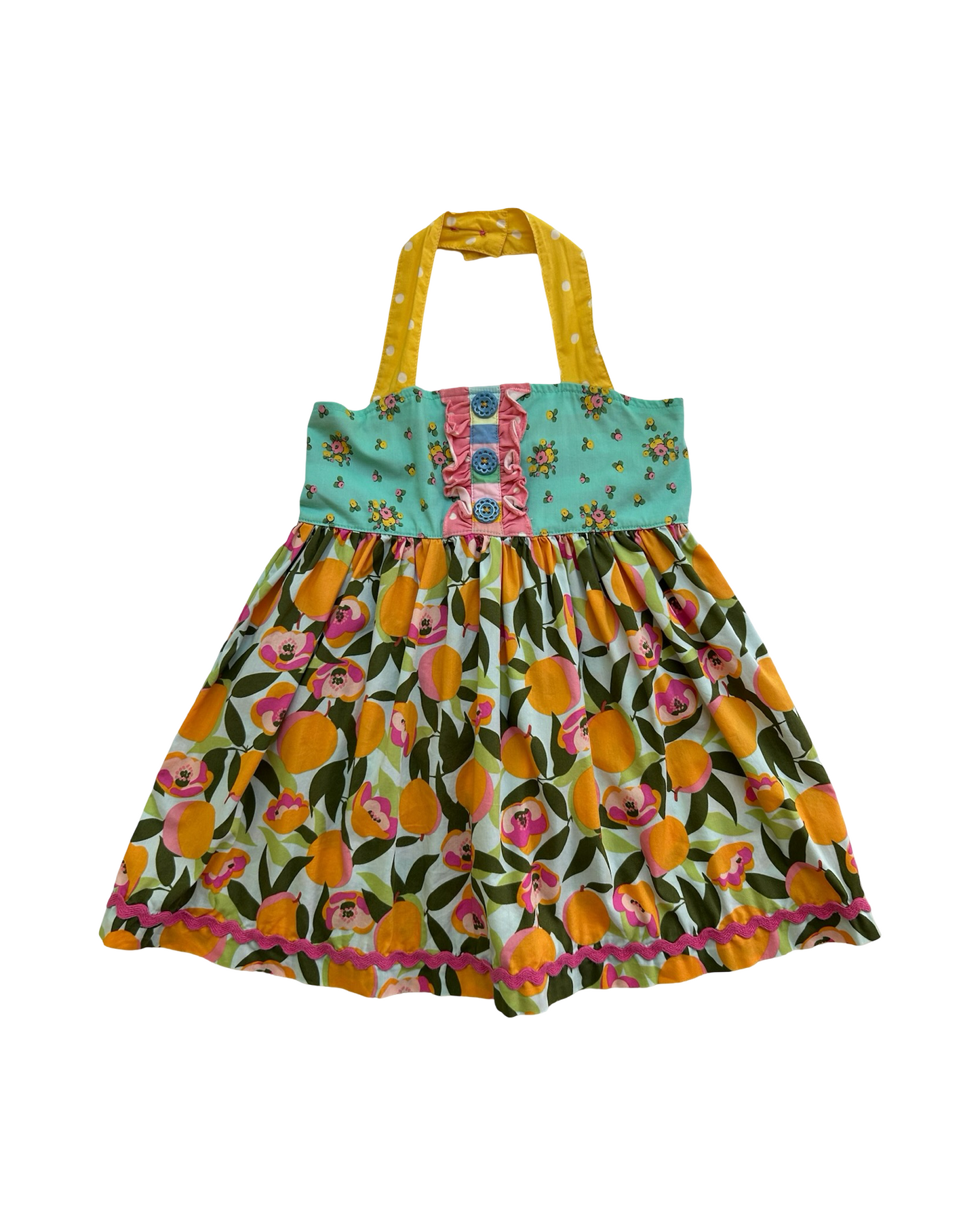 4T Toddler Girl Matilda Jane You’re A peach Halter Tunic Top And Stripe Ruffle Short 2 Piece Set.