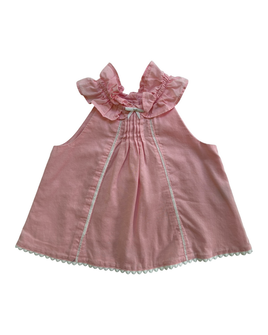 3M-6M Baby Girl Janie & Jack Ruffle And Lace Details Top