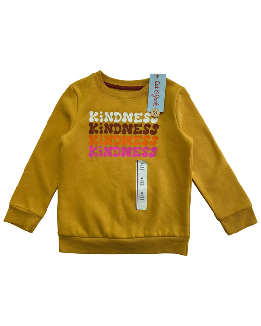 XS 4T-5T Toddlers Girls Cat & Jack Kindness Printed Crewneck Fleece Pullover Sweatshirt NWT.