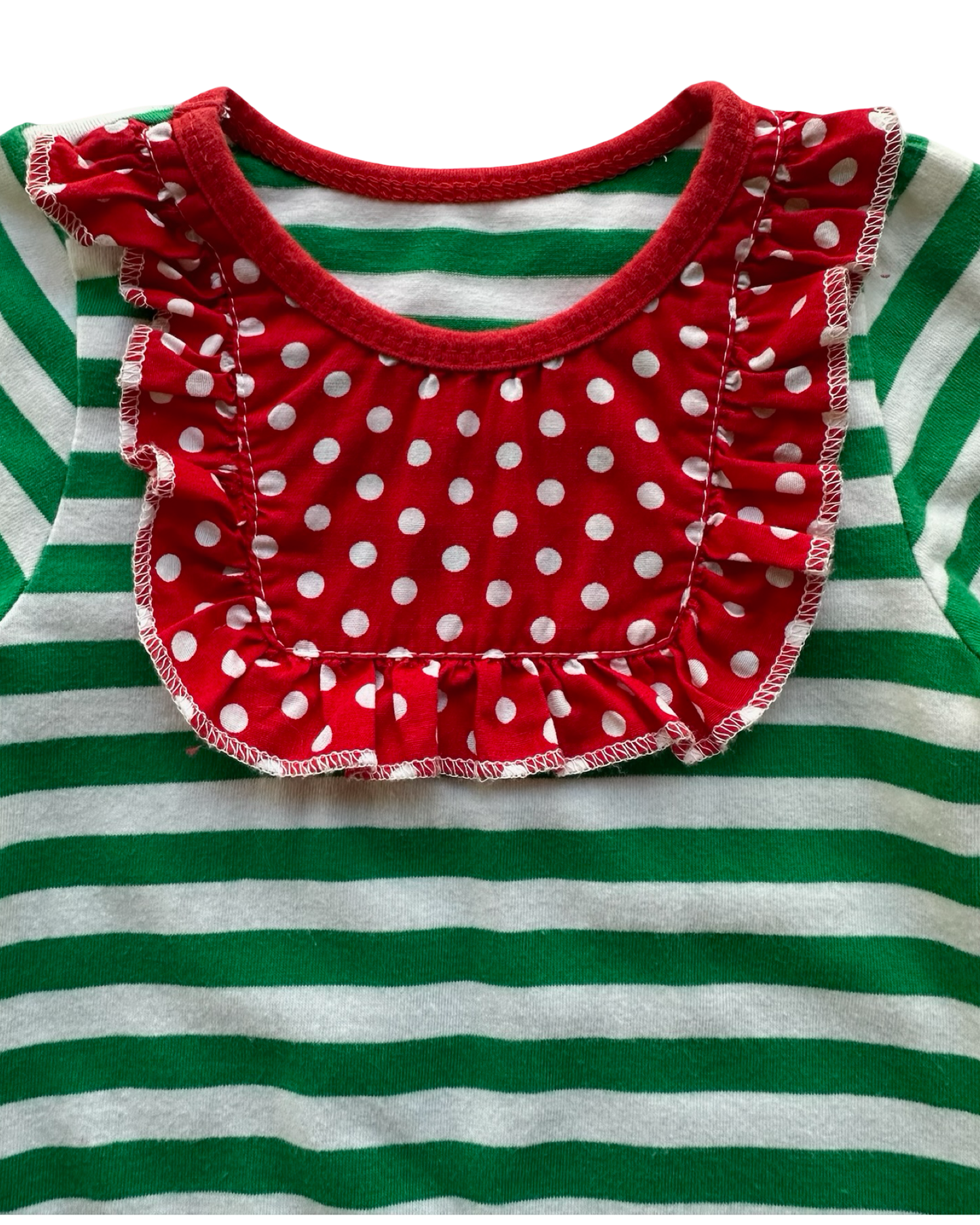 NB - 0-3M Baby Girl Christmas Striped And Polka Dots Romper