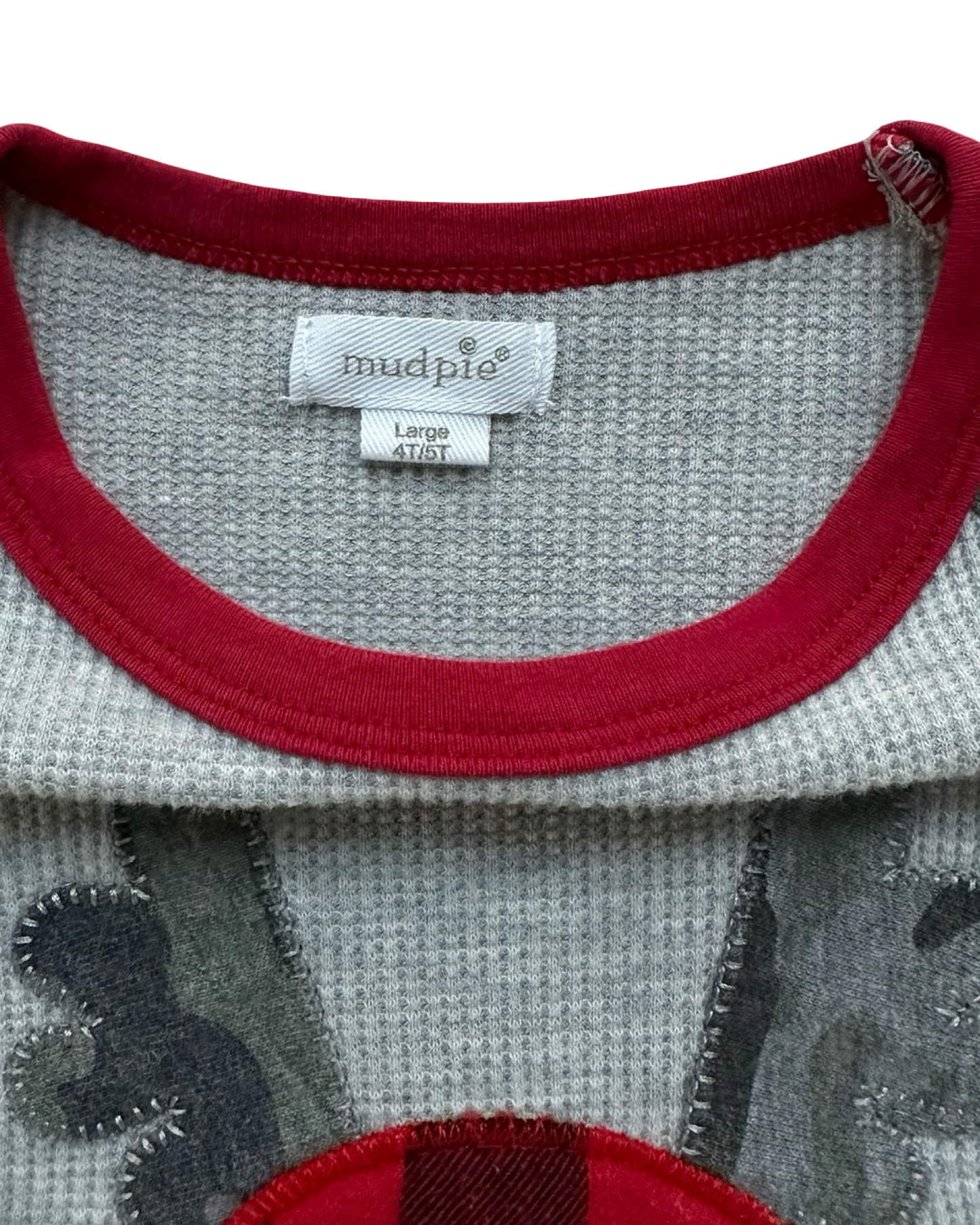 4T-5T Toddler Boys MudPie Little Boys Christmas Camo Rudolph Long Sleeve Waffle Weave Raglan T-Shirt