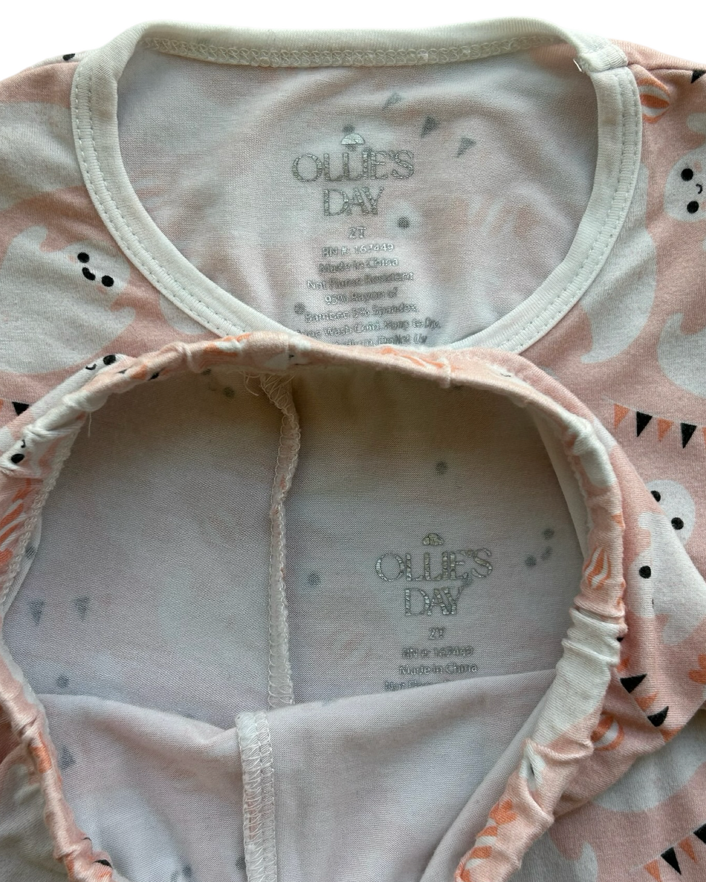 2T Toddler Girl Ollies Day Pink Bamboo Ghost Pajamas