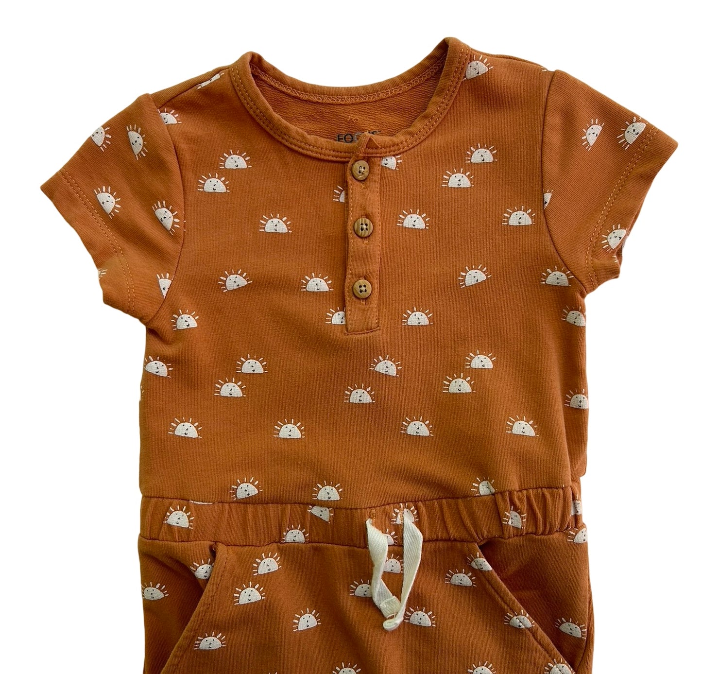 12M Focus Kids Sunshine Romper Baby Girls, Orange  Short Sleeve and Pocket