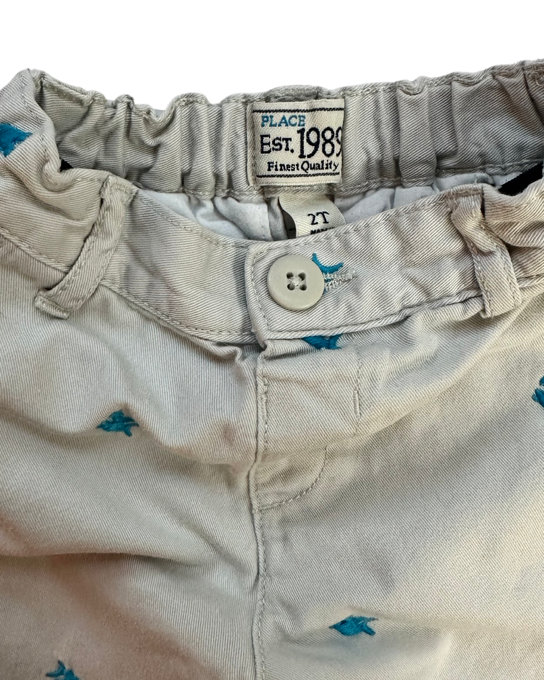 2T Toddler Boy The Children’s Place Shark Embroidered Khaki Shorts