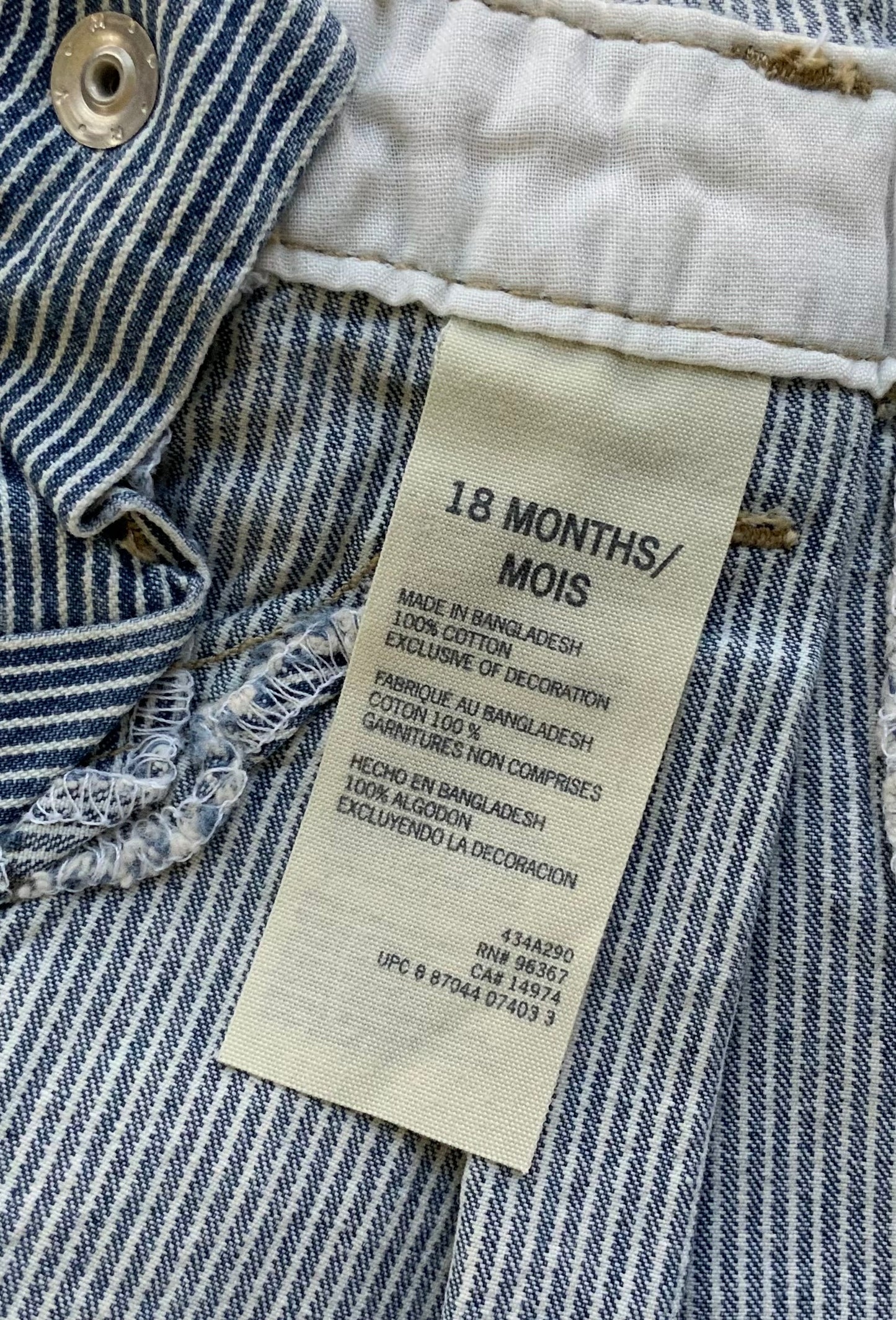 18M Baby Boys OshKosh B’Gosh Striped / Dots Jean Overall Short Carpenter Romper.