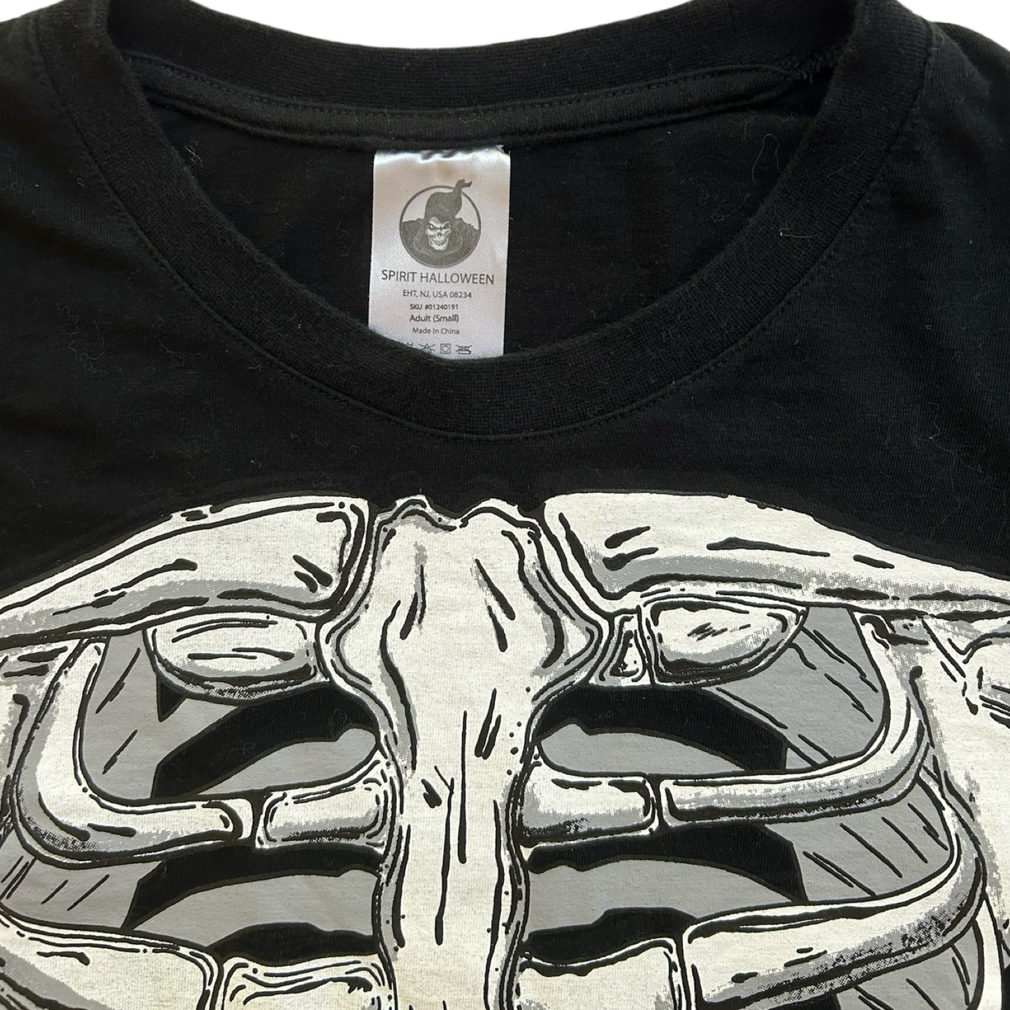 Spirit Halloween Black long sleeved Skeleton shirt Costume Adult Size Small